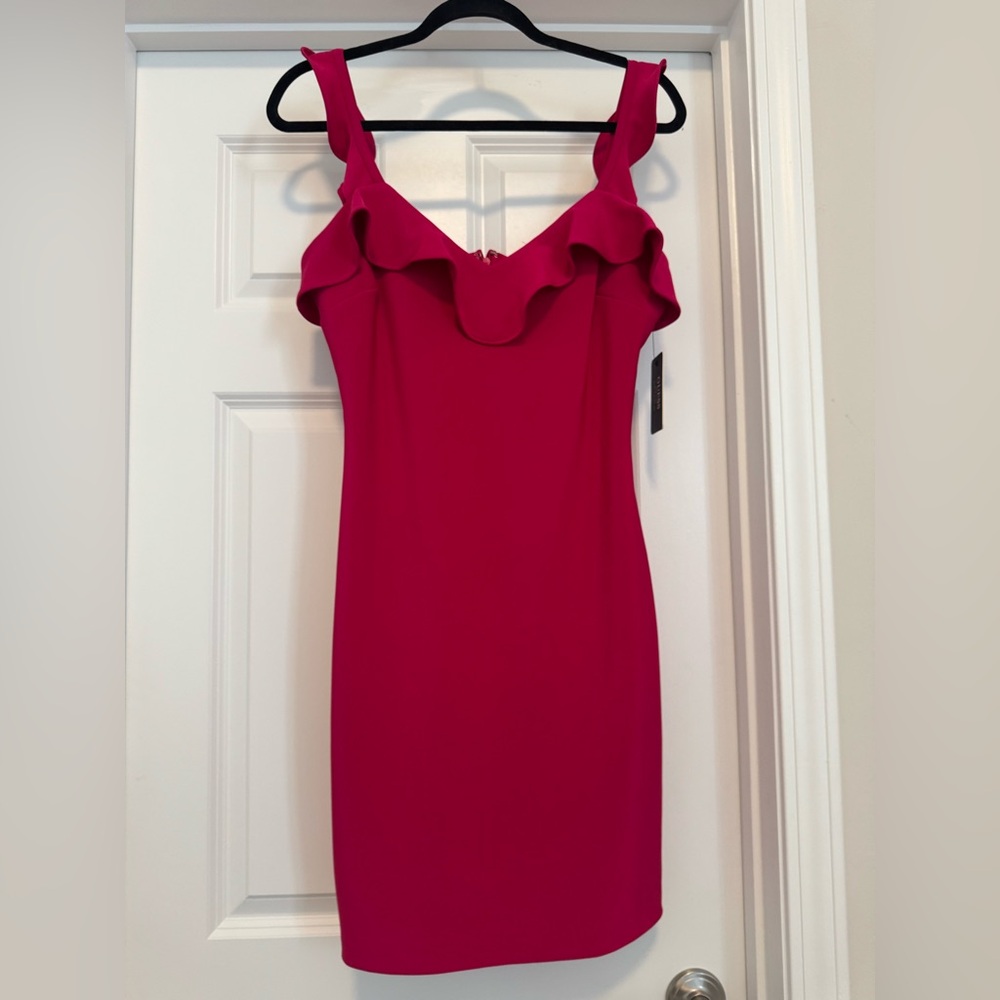 Guess hot pink ruffle dress. NWT size 10
